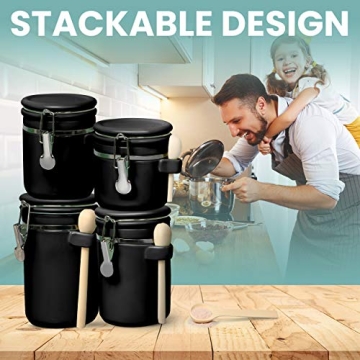 Stylish 4-Piece Airtight Ceramic Canisters Set for Kitchen