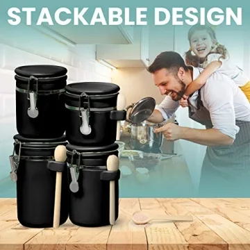 Stylish 4-Piece Airtight Ceramic Canisters Set for Kitchen