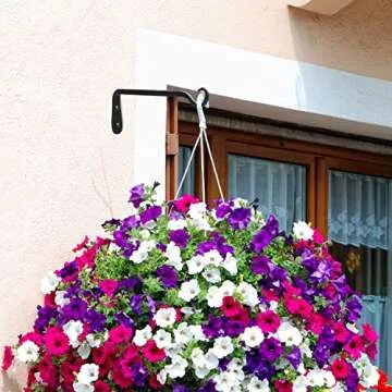 Worth Garden 6-Pack 7" Plant Hanger Bracket - Forged Wrought Iron Powder-Coated Heavy Duty Wall Hook - Black Plant Hanging Hooks - Durable and Stable for Bird Feeders, Planters Indoor & Outdoor