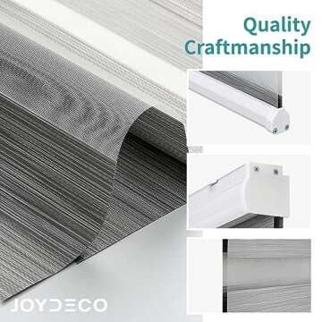 Joydeco Cordless Zebra Blinds for Windows, Dual Layer Free-Stop Zebra Shades Privacy Light Control f...