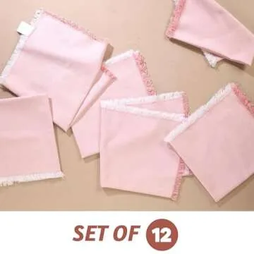 Folkulture 12-Piece Pink Cloth Napkins Set for Easter