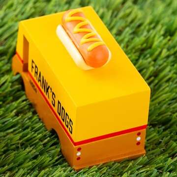Candylab Toys CANDYCAR® Wooden Food Truck Collection - Hot Dog Van, Premium Handcrafted Beech Wood Toy Car