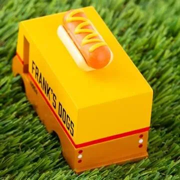 Candylab Toys CANDYCAR® Wooden Food Truck Collection - Hot Dog Van, Premium Handcrafted Beech Wood Toy Car