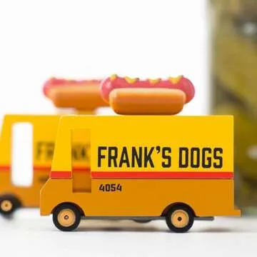 Candylab Toys CANDYCAR® Wooden Food Truck Collection - Hot Dog Van, Premium Handcrafted Beech Wood Toy Car