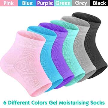 Selizo 6 Pairs Heel Moisturizing Socks Open Toe Socks Cracked Gel Heel Socks Foot Toeless Heel Repai...