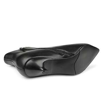 MERUMOTE Women's Leather Ankle Boots Low Heels Shoes Zipper Winter Booties 32-Black 9 US