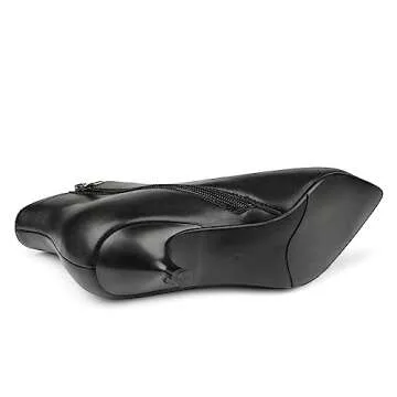 MERUMOTE Women's Leather Ankle Boots Low Heels Shoes Zipper Winter Booties 32-Black 9 US