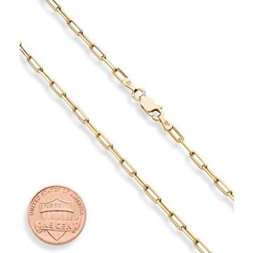 Miabella Solid 18K Gold Over 925 Sterling Silver Italian 2.5mm Paperclip Link Chain Necklace for Wom...