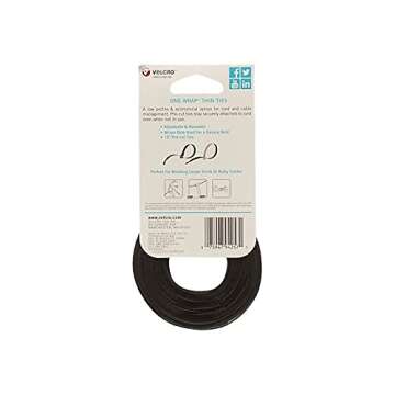 Velcro 94257 Reusable Self-Gripping Cable Ties, 1/2 x 15 inches, Black/Gray, 30 Ties Each