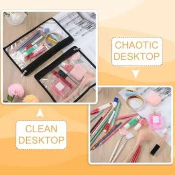 CHENGU 9 Pack Clear Zipper Pouches Multipurpose PVC Waterproof Pouch Clear Travel Bags for Cosmetic Wallet Pencil Organize(Black Side)