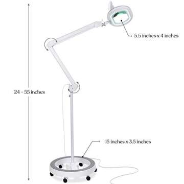 Brightech LightView Pro Magnifying Glass with Stand and Light – Magnifying Floor Lamp with 6-Wheel...