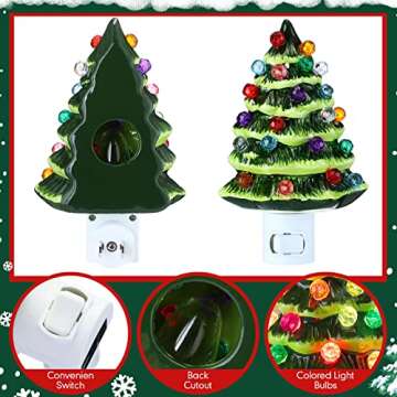 Macarrie Christmas Tree Night Light Set for Holiday Cheer
