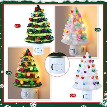 Macarrie Christmas Tree Night Light Set for Holiday Cheer