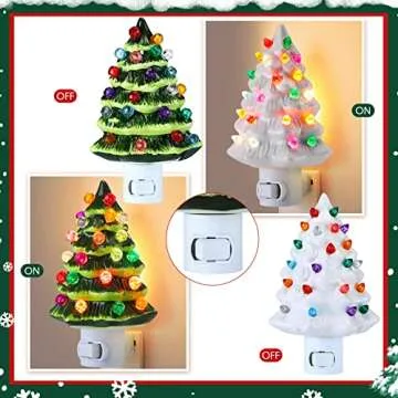 Macarrie Christmas Tree Night Light Set for Holiday Cheer