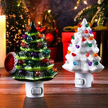 Macarrie Christmas Tree Night Light Set for Holiday Cheer