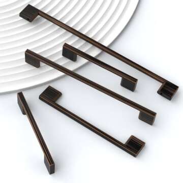 9BUILD 10 Pack Oil Rubbed Bronze Cabinet Pulls 10 Inch Cabinet Handles Kitchen Cabinet Hardware Kitchen Handles for Cabinets Bronze Dresser Pulls Drawer Handle