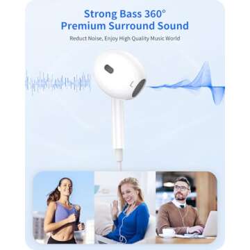 2 Pack Wired Headphones for iPhone Earbuds with Built-in Microphone & Volume Control HiFi Stereo Nosie Reduction Earphones Compatible with iPhone 14/13/12/11/XR/XS/X/8/7/SE Support All iOS System