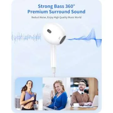 2 Pack Wired Headphones for iPhone Earbuds with Built-in Microphone & Volume Control HiFi Stereo Nosie Reduction Earphones Compatible with iPhone 14/13/12/11/XR/XS/X/8/7/SE Support All iOS System