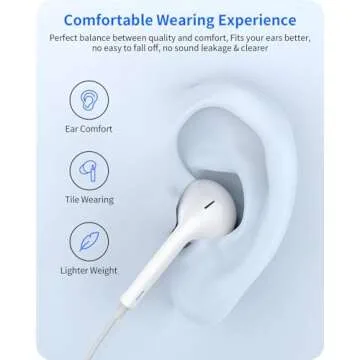 2 Pack Wired Headphones for iPhone Earbuds with Built-in Microphone & Volume Control HiFi Stereo Nosie Reduction Earphones Compatible with iPhone 14/13/12/11/XR/XS/X/8/7/SE Support All iOS System
