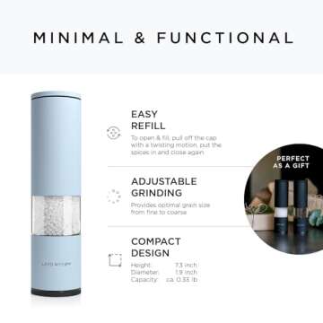 LARS NYSØM Salt and Pepper Mills Set with Adjustable Grinder