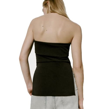 Sexy Strapless Zipper Split Side Bandeau Top for Women