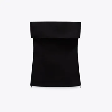 Sexy Strapless Zipper Split Side Bandeau Top for Women