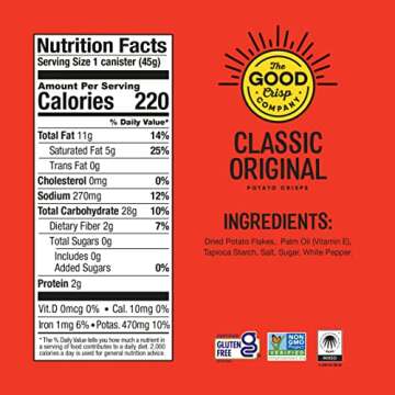 The Good Crisp Company, Good Crisps Minis (Original, 1.6 Ounce, Pack of 12) Non-GMO, Allergen Friendly, Potato Chip Snack Pack, Gluten Free Snacks