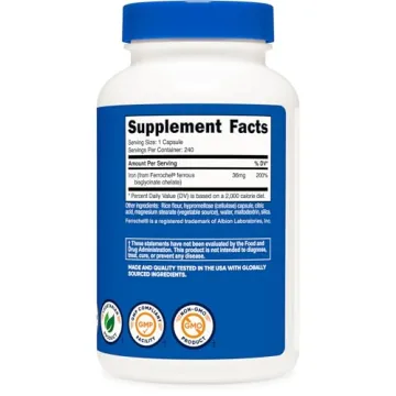 Nutricost Chelated Iron, 36mg, 240 Capsules for Energy