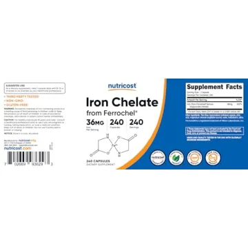Nutricost Chelated Iron, 36mg, 240 Capsules for Energy