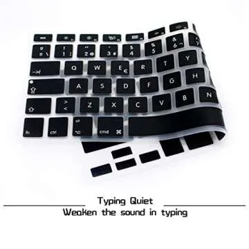 HRH Spanish Silicone Keyboard Cover Skin for MacBook Air 13,for MacBook Pro 13/15/17 (with or w/Out Retina Display, 2015 or Older Version),for iMac Older EU Layout Keyboard Protector-Black