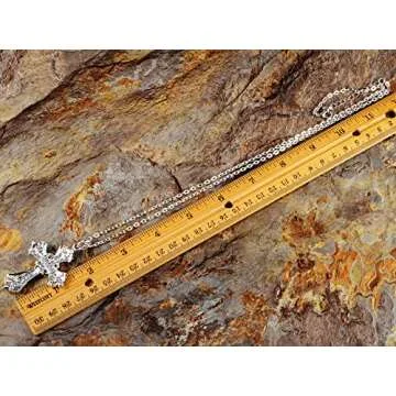 Alilang Silvery Tone Religious Cross Pendant Necklace Clear Crystal Rhinestones,Silver Clear