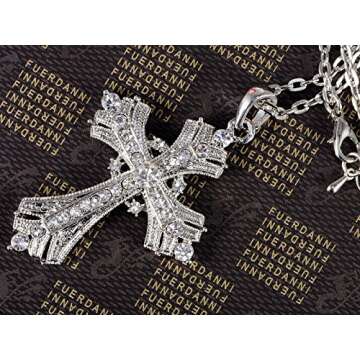 Alilang Silvery Tone Religious Cross Pendant Necklace Clear Crystal Rhinestones,Silver Clear