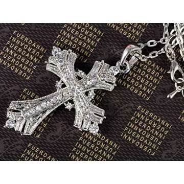 Alilang Silvery Tone Religious Cross Pendant Necklace Clear Crystal Rhinestones,Silver Clear