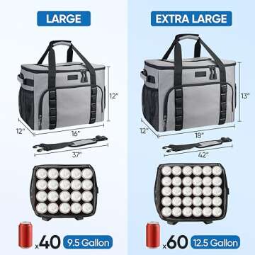 BALEINE Extra Large Soft Cooler Bag, Portable Leakproof Cooler, 40/60 Cans Volume for Beach, Camping...