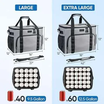 BALEINE Extra Large Soft Cooler Bag, Portable Leakproof Cooler, 40/60 Cans Volume for Beach, Camping...