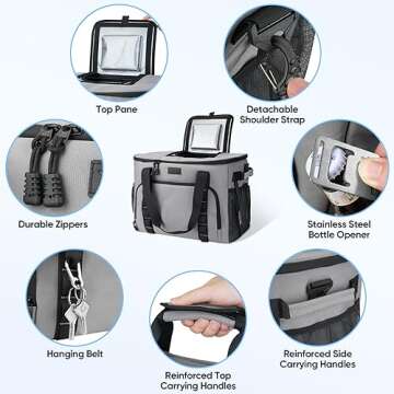 BALEINE Extra Large Soft Cooler Bag, Portable Leakproof Cooler, 40/60 Cans Volume for Beach, Camping, Kayaking, Travel, and Road Trips (9.5 Gallon, Blue)