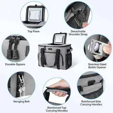 BALEINE Extra Large Soft Cooler Bag, Portable Leakproof Cooler, 40/60 Cans Volume for Beach, Camping, Kayaking, Travel, and Road Trips (9.5 Gallon, Blue)