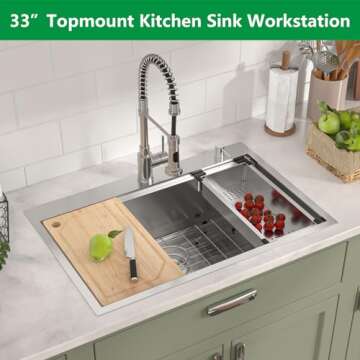 Talllor 33 Kitchen Drop-In Sink: Durable with Accessories