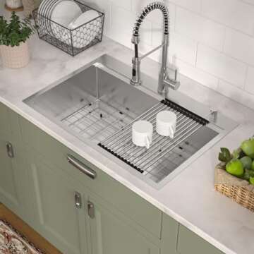 Talllor 33 Kitchen Drop-In Sink: Durable with Accessories