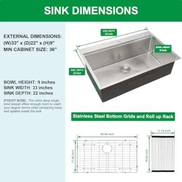 Talllor 33 Kitchen Drop-In Sink: Durable with Accessories