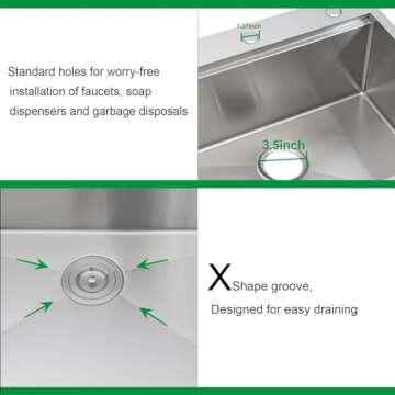 Talllor 33 Kitchen Drop-In Sink: Durable with Accessories