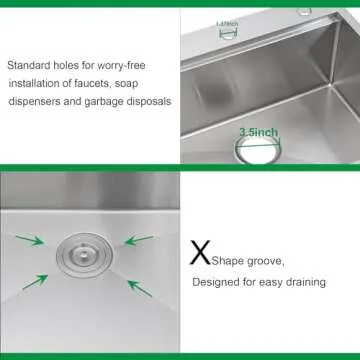 Talllor 33 Kitchen Drop-In Sink: Durable with Accessories