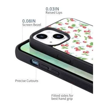 Wihytec Cute Strawberry Phone Case for iPhone 15 PRO Strawberry Case Cover TPU Bumper Hard Back Shockproof Phone Case Girly Protective Phone Cover with Design