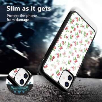 Wihytec Cute Strawberry Phone Case for iPhone 15 PRO Strawberry Case Cover TPU Bumper Hard Back Shockproof Phone Case Girly Protective Phone Cover with Design