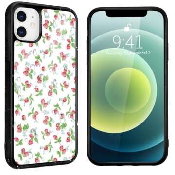 Wihytec Cute Strawberry Phone Case for iPhone 15 PRO Strawberry Case Cover TPU Bumper Hard Back Shockproof Phone Case Girly Protective Phone Cover with Design