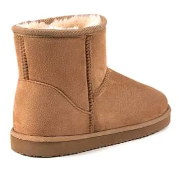 Zizor Women's Cozy Short Bootie Slippers, Winter Warm Hard Bottom House Shoes with Fuzzy Lining, Brown, 7 M US