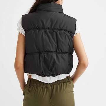 SeeLuNa Women's Stylish Cropped Puffer Vest with Pockets