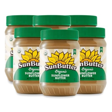 SunButter® Organic Sunflower Seed Butter (16 ounces | Pack of 6): Pure Plant-Based Protein, Nut-Fre...