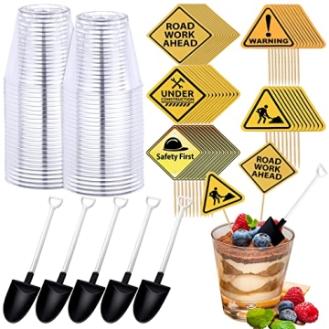 BBTO Construction Party Supplies Set Shovel Spoons Cups Toppers