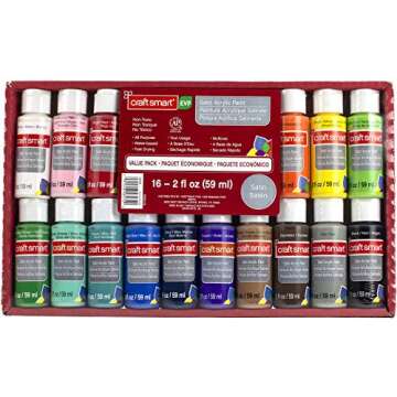 Multi-Surface Satin Acrylic Paint Value Pack, 16 Paints by Craft Smart (2 oz)